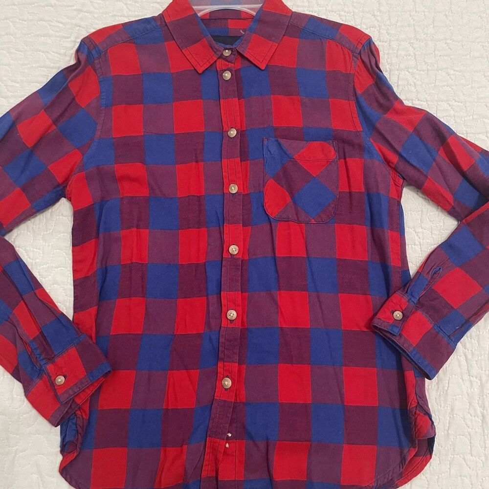 Y2K Western AE American Eagle Plaid Button Up Shirt Womens XS Cowgirl EUC 0 2